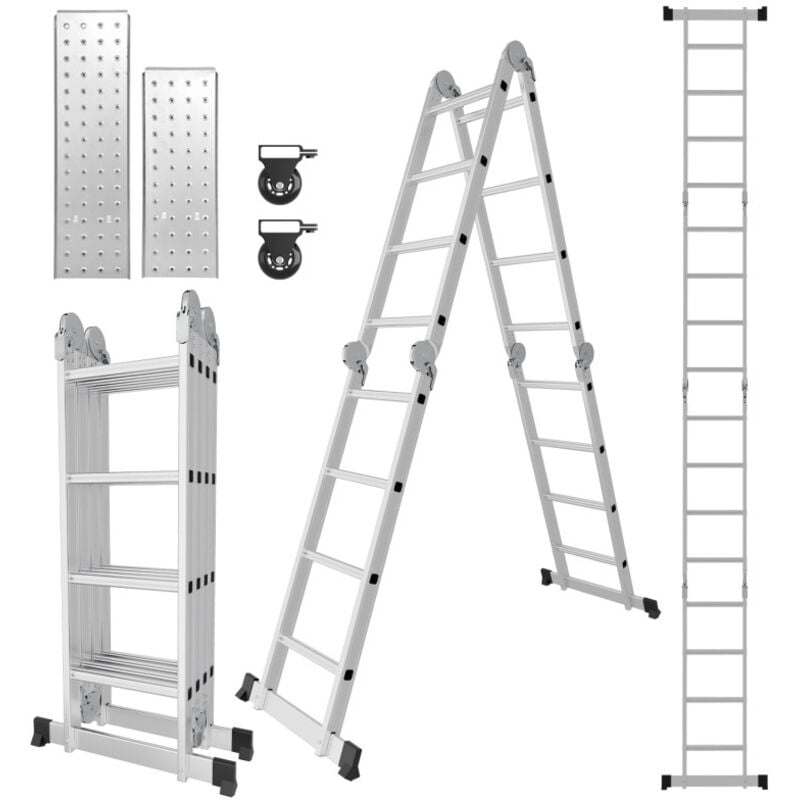 foto del prodotto scala telescopica 4x4 livello ruota tavola scala in alluminio scala estraibile antiscivolo scala allungabile allungabile swanew
