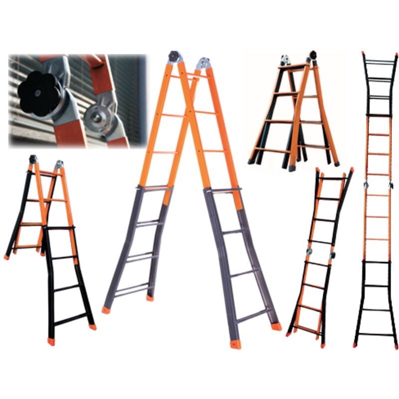 foto del prodotto scala telescopica a cavalletto in acciaio 4 5 gradini multifunzione cm giraffa brixo