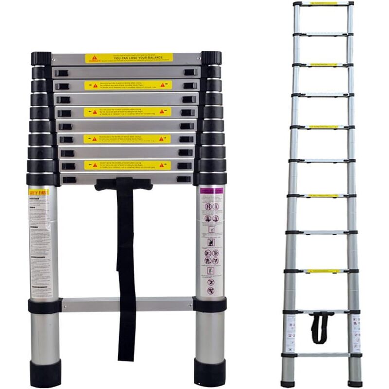 foto del prodotto scala telescopica multiuso scala estensibile in alluminio carico massimo 150 kg en131 3.2m
