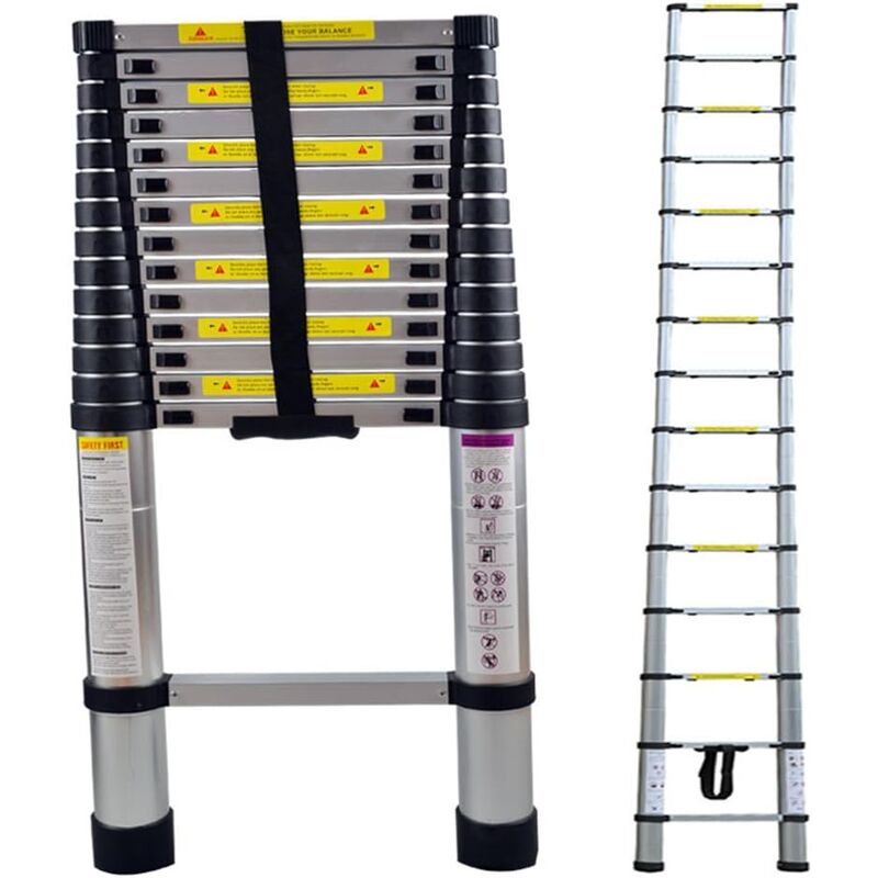 foto del prodotto scala telescopica multiuso scala estensibile in alluminio carico massimo 150 kg en131 4.7m