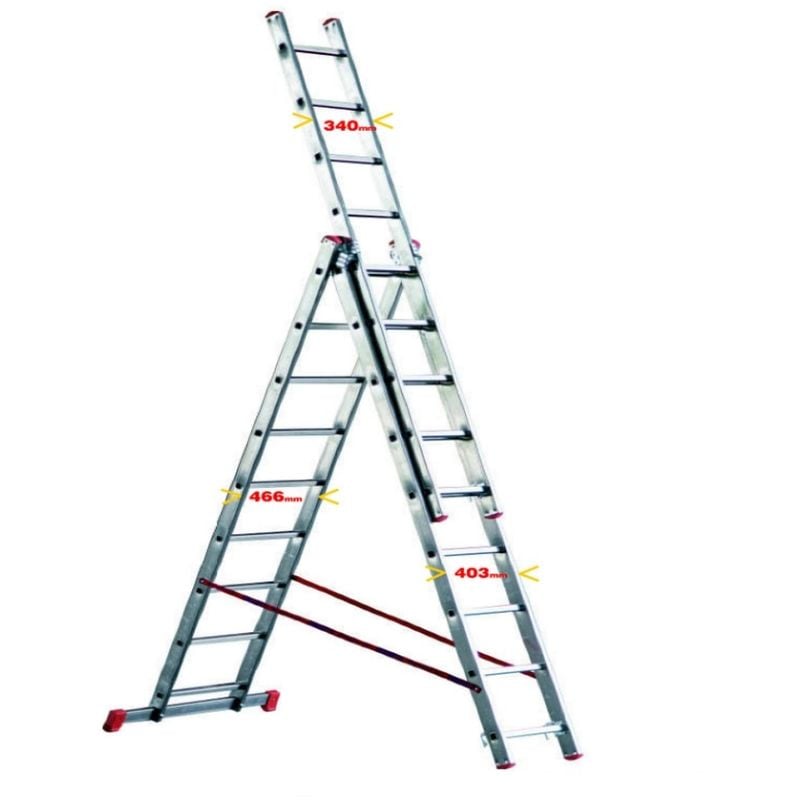 foto del prodotto scala trasformabile a sfilo alluminio marchetti 3 elementi 11 11 11 piolo 28 mm