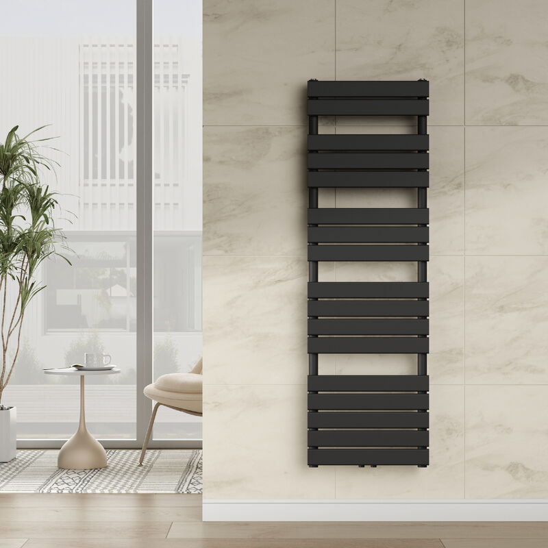 foto del prodotto scalda asciugamani da parete voss ad acqua calda 160 x 50 cm nero neu.haus 