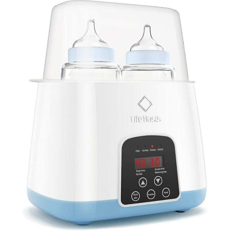 foto del prodotto scaldabiberon e sterilizzatore per biberon, scaldabiberon doppio 6 in 1 per latte materno, scaldapappe con display lcd, controllo preciso della