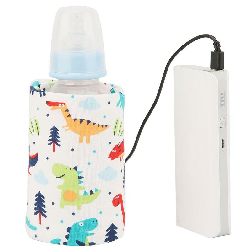 foto del prodotto scaldabiberon usb, biberon portatile per cartoni animati, copertura riscaldante da viaggio, termostato isolante per modello di dinosauro domestico