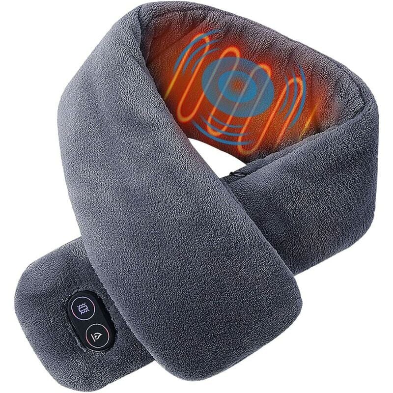 foto del prodotto scaldacollo elettrico riscaldato usb, con massaggio, 4 modalità, modalità massaggio con 3 livelli di temperatura regolabili, lavabile, grigio