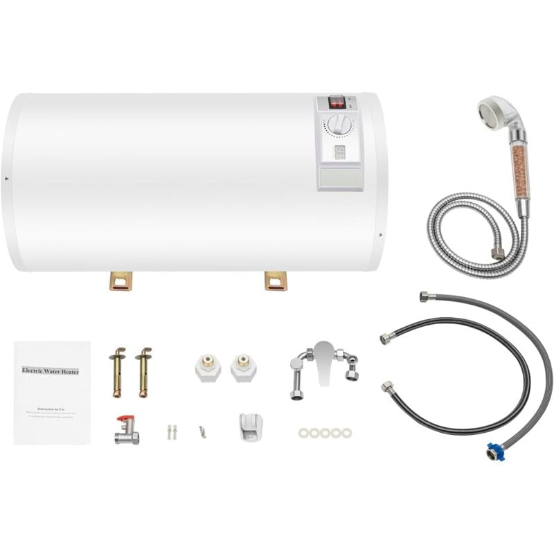 foto del prodotto scaldacqua elettrico con kit doccia, riscaldatore acqua istantanea, scaldabagno da parete caldaia regolabile temperatura, pallone acqua calda