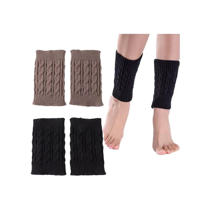 foto del prodotto scaldamuscoli 2 paia, scaldamuscoli all uncinetto, ghette da donna, calzini da donna per stivali, copristivali in maglia, calzini corti, polsini per