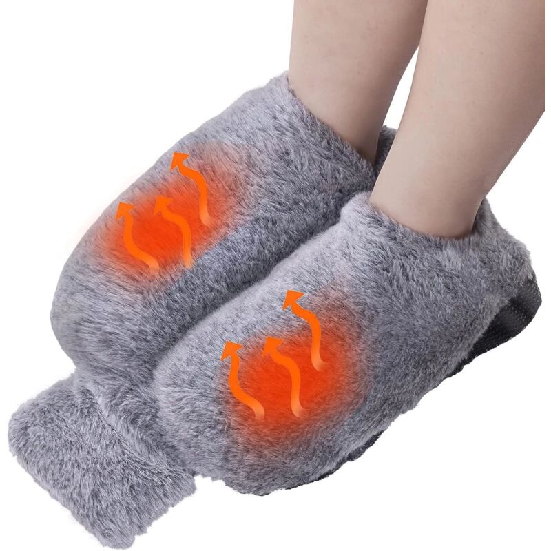 foto del prodotto scaldapiedi, borsa dell acqua calda 2l, 2 in 1, con rivestimento in peluche, per bambini adulti, adatta per i piedi, inverno, famiglia, soggiorno,