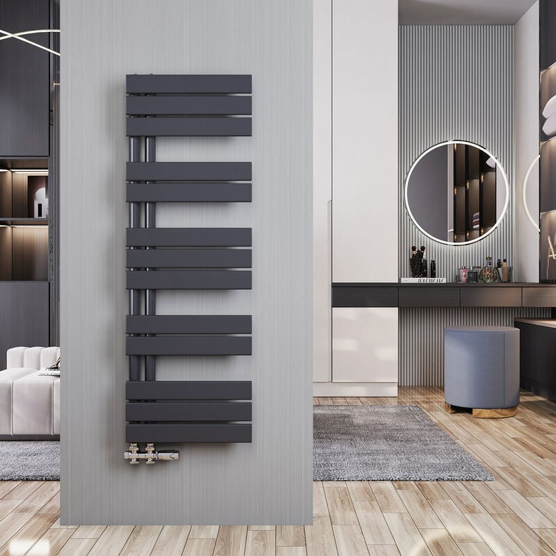 foto del prodotto scaldasalviette acqua calda antracite termoarredo 1176x400mm radiatore connessione laterale, 518 w meykoers