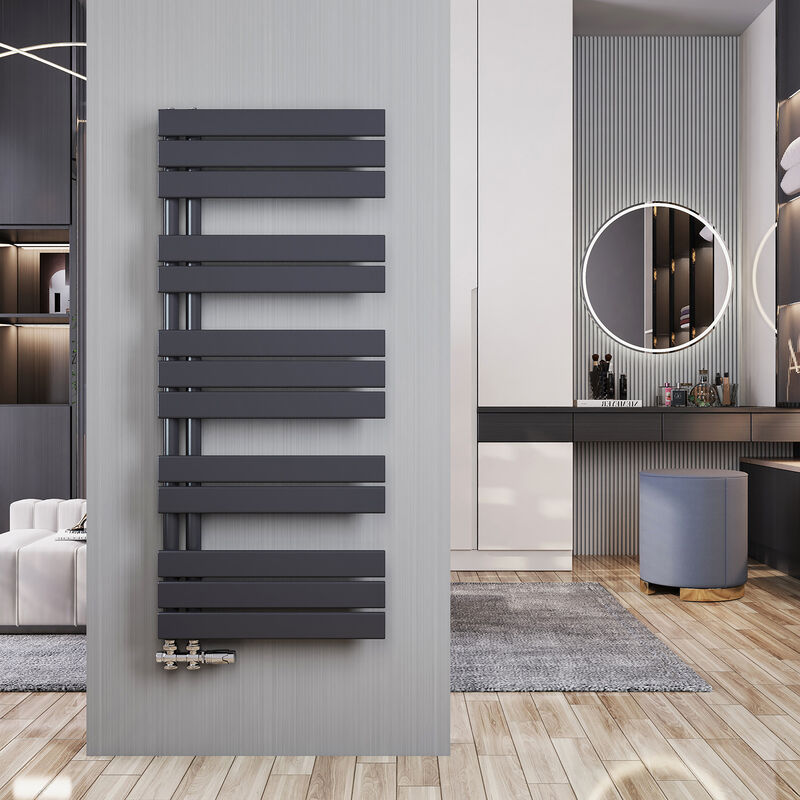 foto del prodotto scaldasalviette acqua calda antracite termoarredo 1176x500mm radiatore connessione laterale, 601 w meykoers