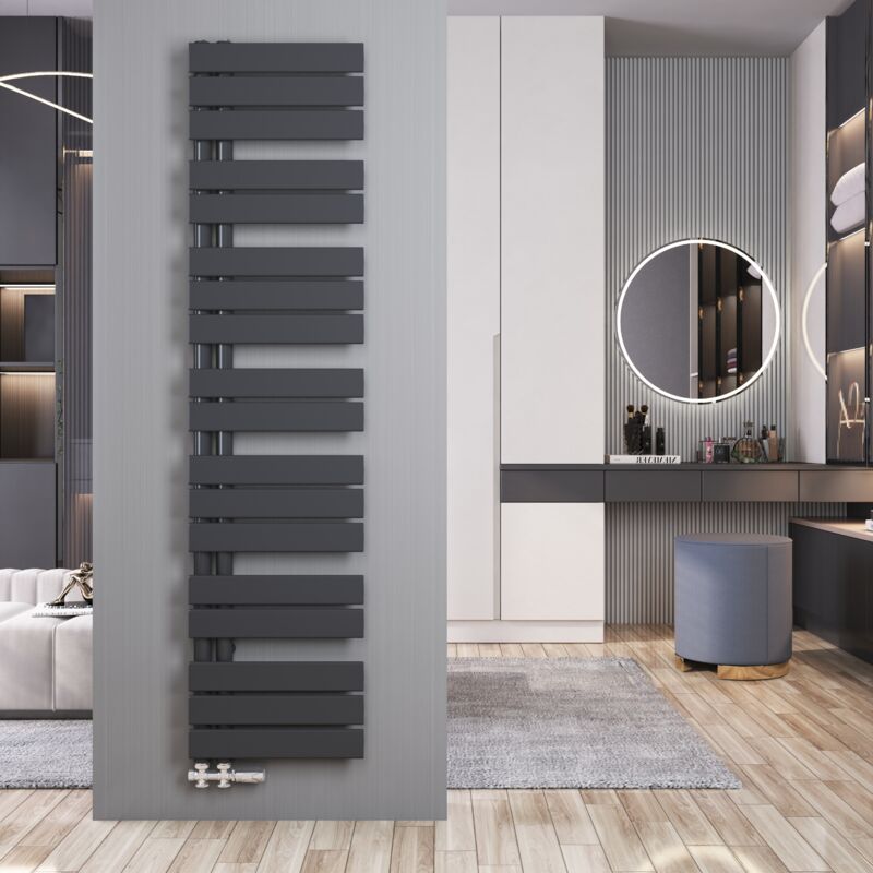 foto del prodotto scaldasalviette acqua calda antracite termoarredo 1662x400mm radiatore connessione laterale, 399 w meykoers