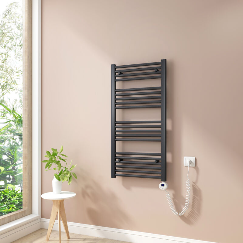 foto del prodotto scaldasalviette elettrici con termostato di riscaldamento elettrico modalit timer e termostato, portasciugamani elettrico 100x50cm, antracite