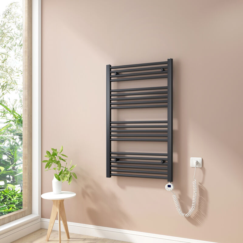 foto del prodotto scaldasalviette elettrici con termostato di riscaldamento elettrico modalit timer e termostato, portasciugamani elettrico 100x60cm, antracite