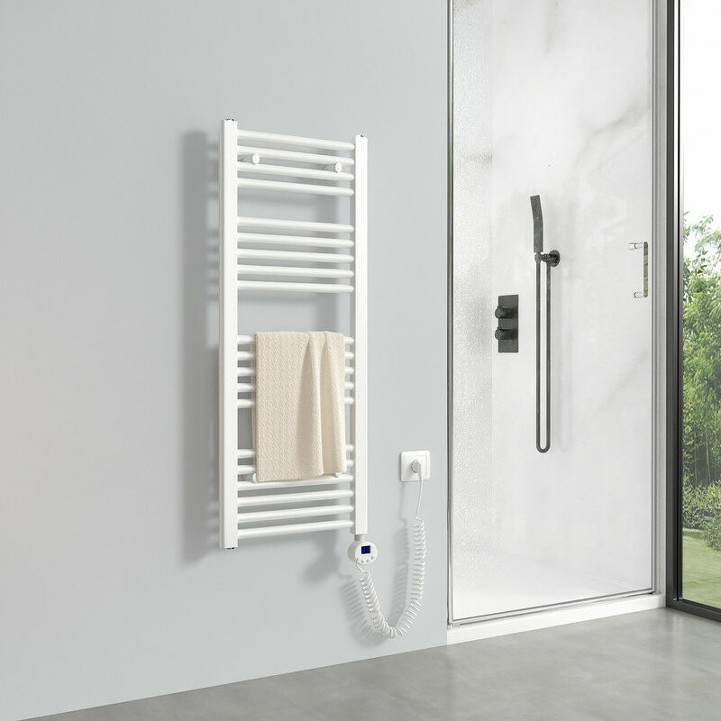 foto del prodotto scaldasalviette elettrico 1000 x 400 mm bianco radiatore termoarredo elettrico 300 watt termostato digitale meykoers
