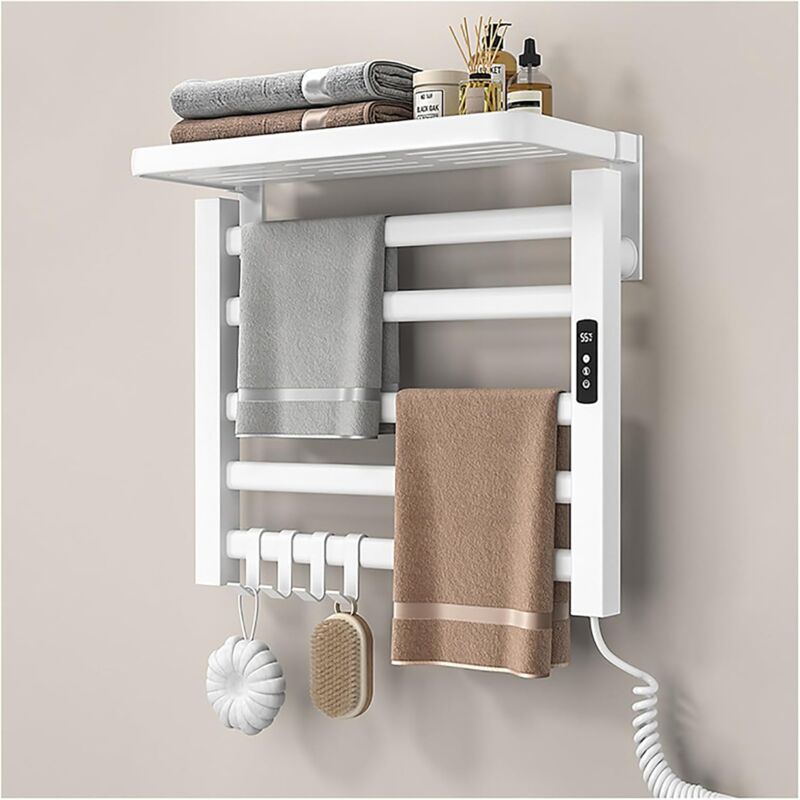 foto del prodotto scaldasalviette elettrico 80w radiatore elettrico da bagno con portasciugamani a bassa potenza con timer impermeabile ipx4 bianco snq