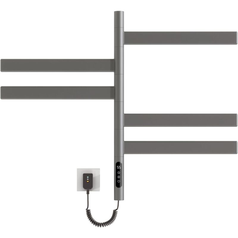 foto del prodotto scaldasalviette elettrico bagno, rotazione di 180 termoarredo tlettrico, 675x450mm, scalda asciugamani elettrico, portasciugamani elettrico,