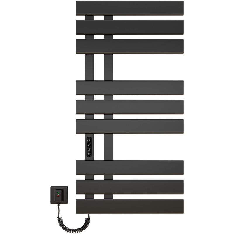 foto del prodotto scaldasalviette elettrico bagno, termoarredo elettrico bagno nero, 500 1000mm, 350w, portasciugamani elettrico, scaldasalviette intelligente a