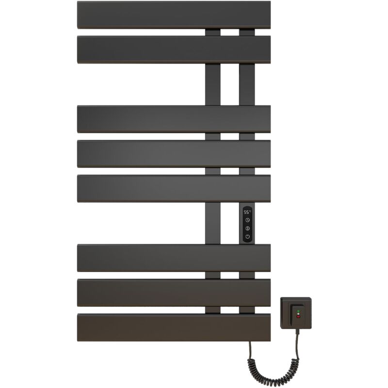 foto del prodotto scaldasalviette elettrico bagno termoarredo elettrico bagno nero 500 1000mm 350w portasciugamani elettrico scaldasalviette intelligente a temperatura