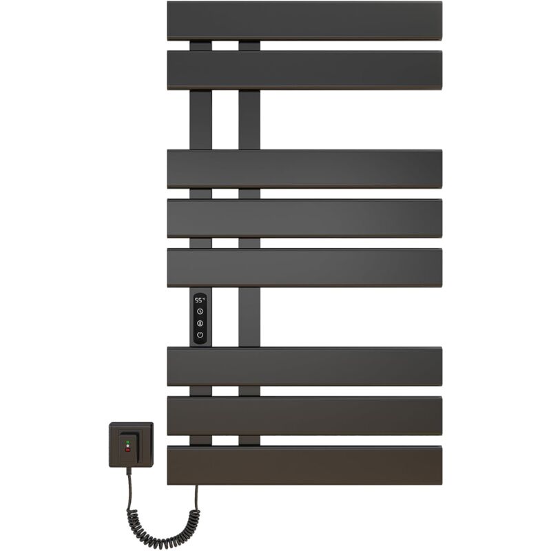 foto del prodotto scaldasalviette elettrico bagno, termoarredo elettrico bagno nero, 500 880mm, 300w, portasciugamani elettrico, scaldasalviette intelligente a