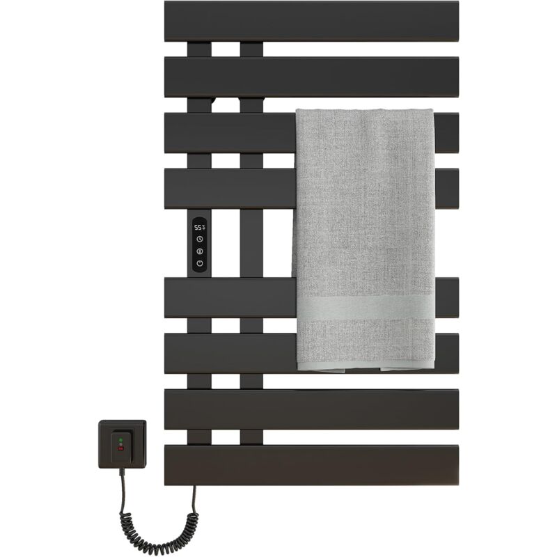 foto del prodotto scaldasalviette elettrico bagno, termoarredo elettrico bagno wifi nero, 500 820mm, 300w, per alexa e google home e app, portasciugamani elettrico,