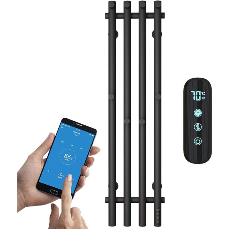 foto del prodotto scaldasalviette elettrico nero radiatore scaldasalviette 950 x 257 mm 100 w termoarredo elettrico da bagno termostato wifi intelligente