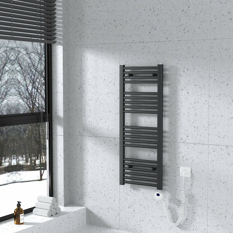 foto del prodotto scaldasalviette elettrico radiatore antracite 1000 x 400 mm termoarredo elettrico termostato 300 watt meykoers
