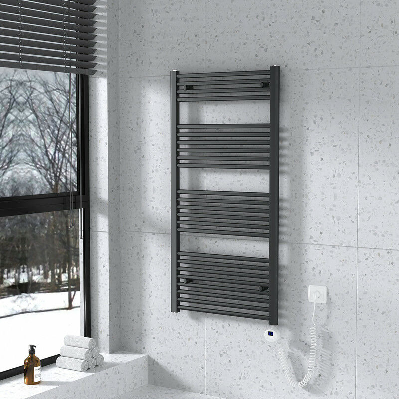 foto del prodotto scaldasalviette elettrico radiatore antracite 1200 x 600 mm termoarredo elettrico termostato 600 watt meykoers