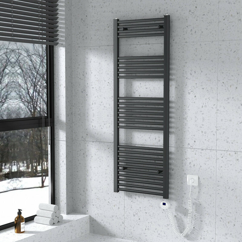 foto del prodotto scaldasalviette elettrico radiatore antracite 1400 x 500 mm termoarredo elettrico termostato 568 watt meykoers