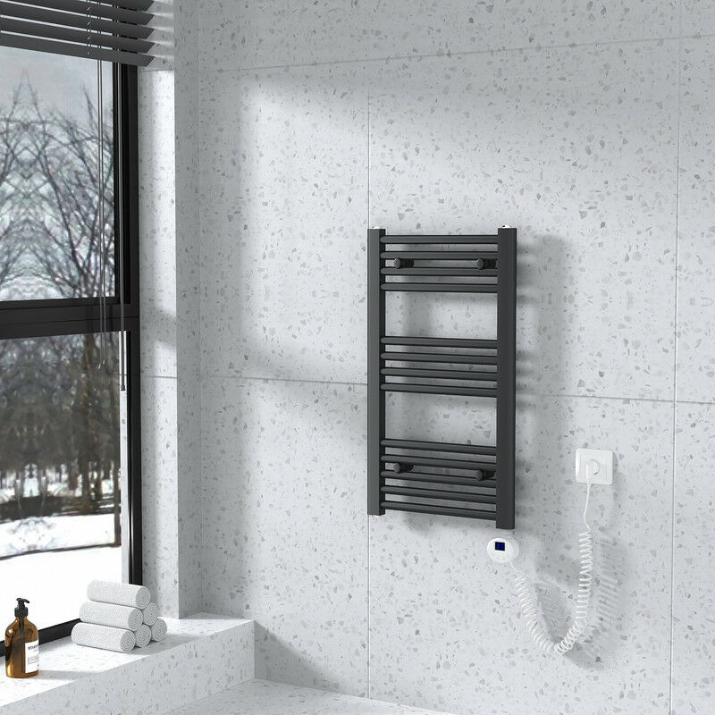 foto del prodotto scaldasalviette elettrico radiatore antracite 700 x 400 mm termoarredo elettrico termostato 238 watt meykoers