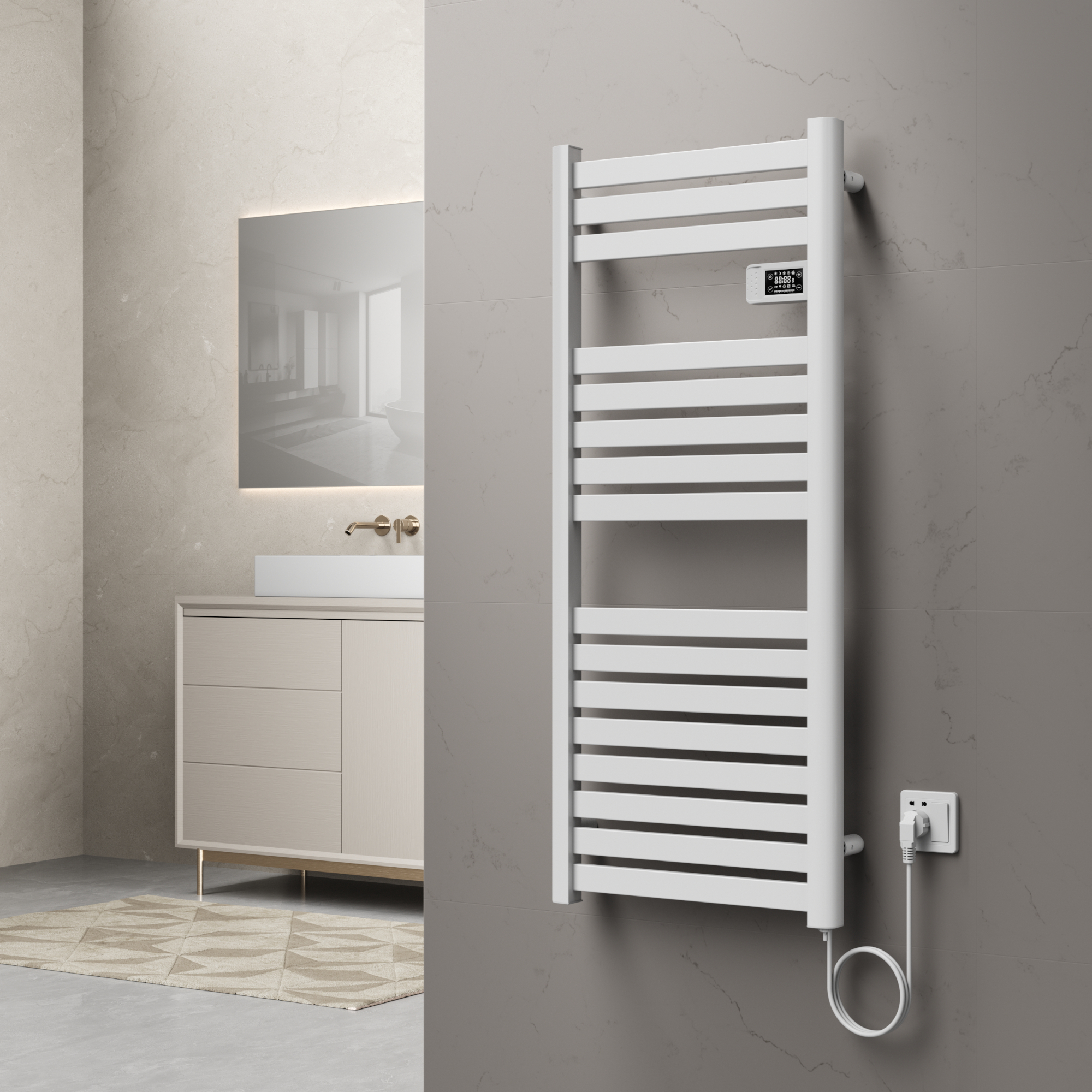 foto del prodotto scaldasalviette elettrico ringebu 120 x 50 cm 500 w bianco pro.tec