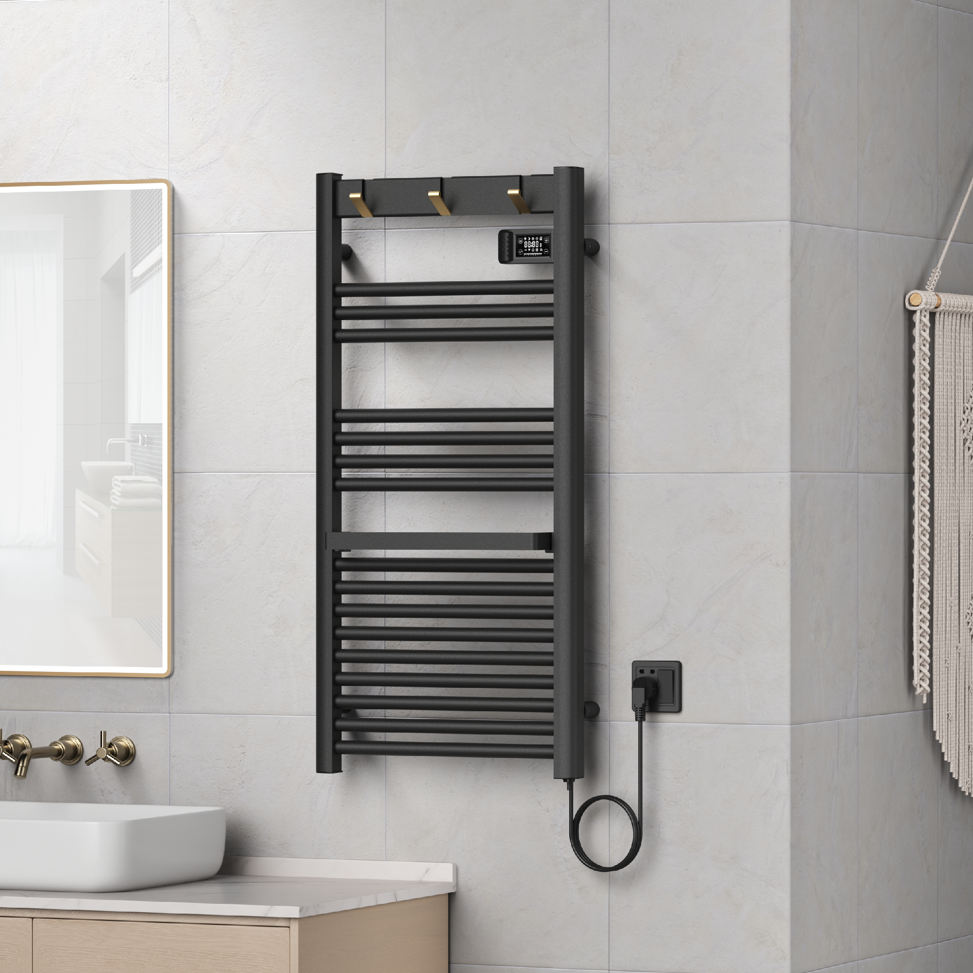 foto del prodotto scaldasalviette elettrico uvdal 105 x 50 cm 500 w nero pro.tec