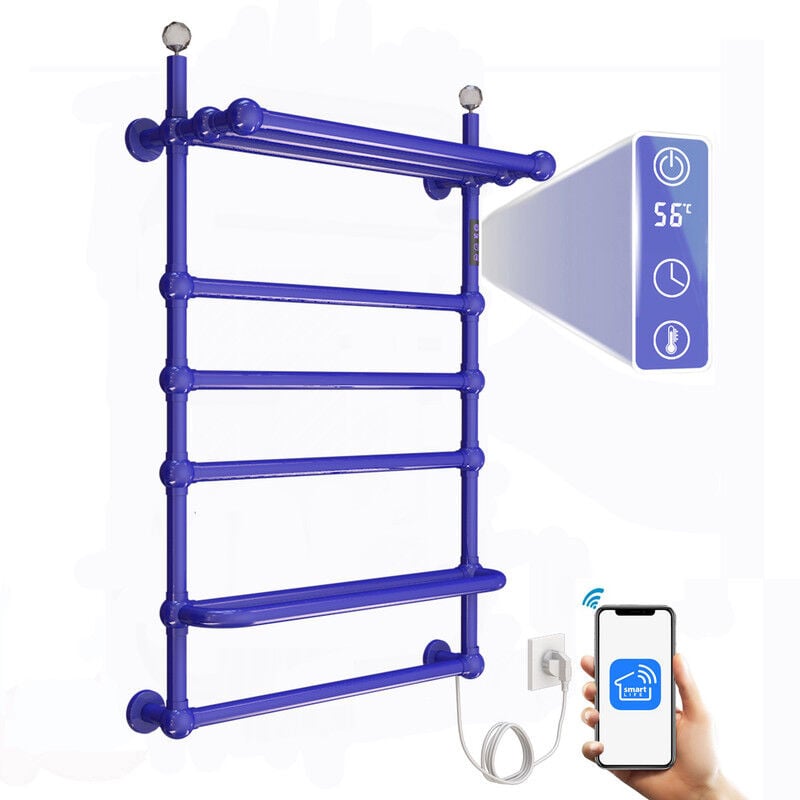 foto del prodotto scaldasalviette elettrico wifi da parete, 80w termoarredo elettrico intelligente da bagno termostato radiatore, 850 x 600mm asciugabiancheria