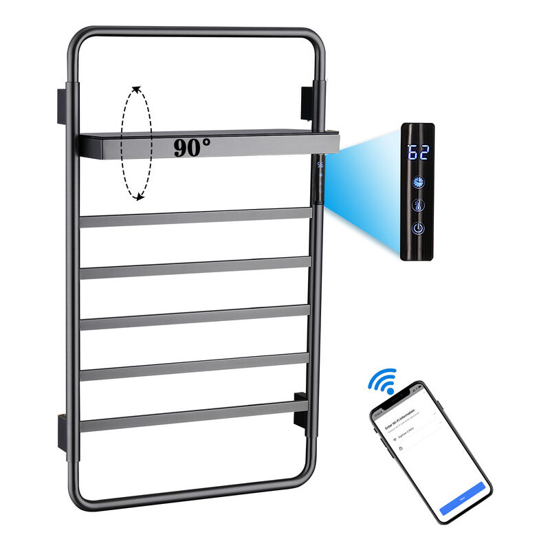 foto del prodotto scaldasalviette termoarredo bagno 65w radiatore wifi smart scaldasalviette controllo vocale portasciugamani elettrico con timer, 45 70 c, 5 barre