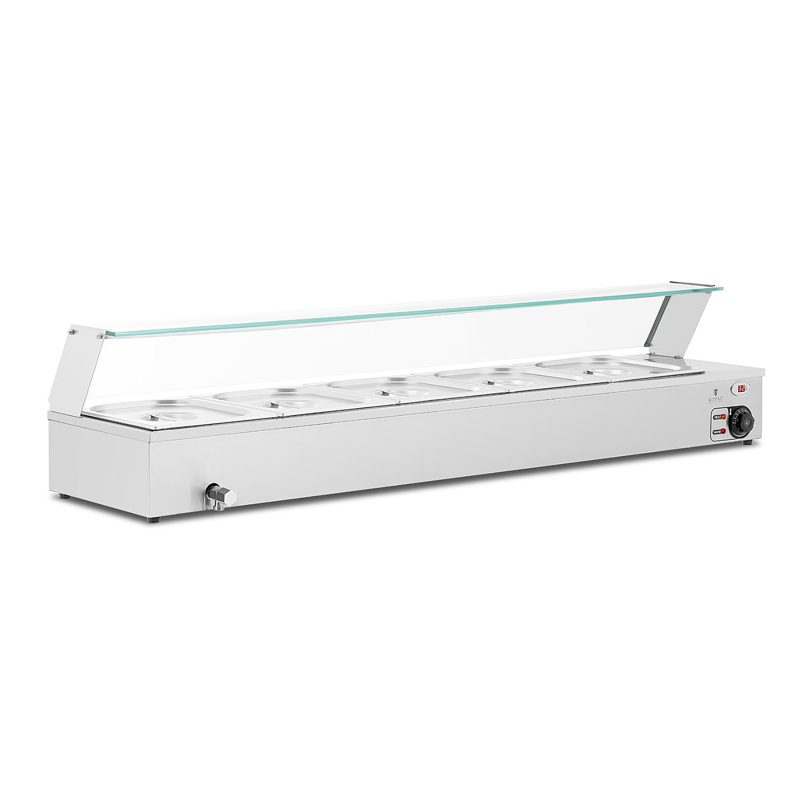 foto del prodotto scaldavivande bagnomaria display bagnomaria professionale bagnomaria 2.000 watt rubinetto di scarico 5 x gn 1 2 14 0004224