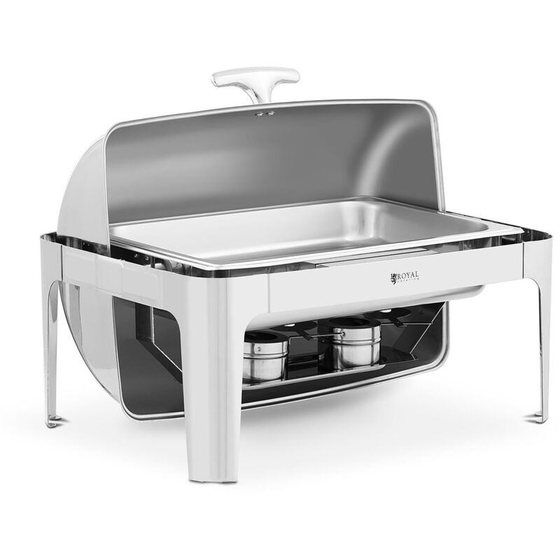 foto del prodotto scaldavivande buffet professionale candela scalda t gn 1 1 8,5 l 2 fuochi rolltop coperchio ribaltabile materiale acciaio inox, volume 8,5 l, 1