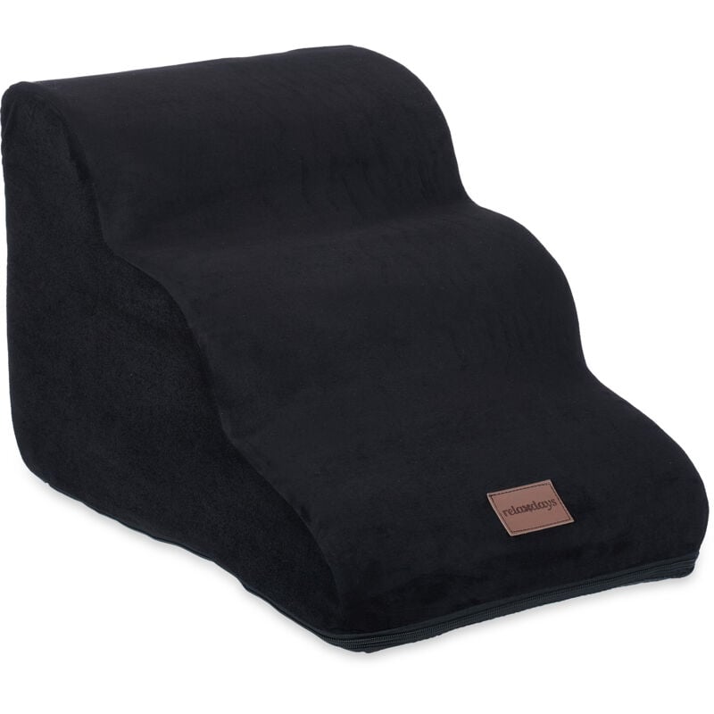 foto del prodotto scaletta a 3 gradini per cani piccoli e gatti, salire e scendere dal letto e divano, hlp 33x36,5x52 cm, nero relaxdays