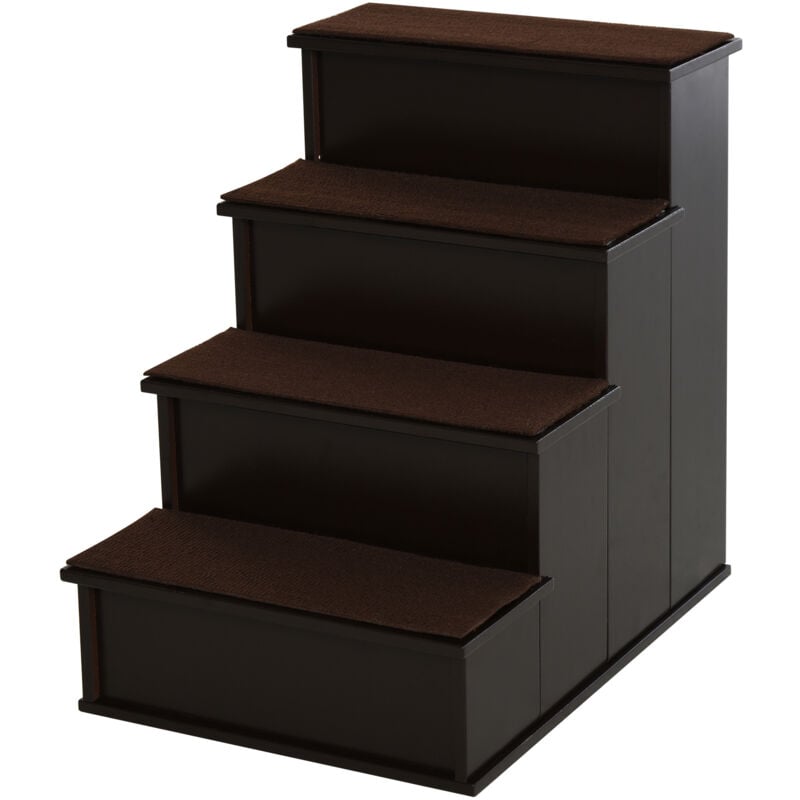 foto del prodotto scaletta per cani e gatti con cuscini rimovibili 4 scalini marrone - pawhut