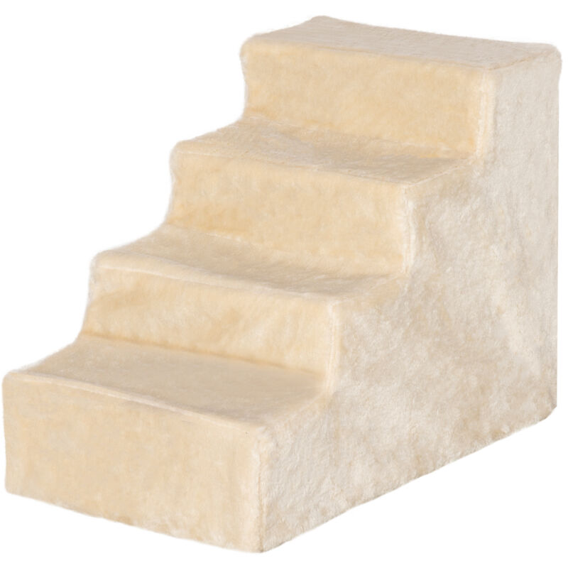 foto del prodotto scaletta per cani portatile a 4 gradini con flanella sfoderabile beige pawhut