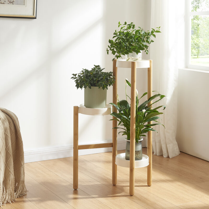 foto del prodotto scaletta portafiori sastamala a 3 livelli bamb 78x52x25 cm bianco en.casa 