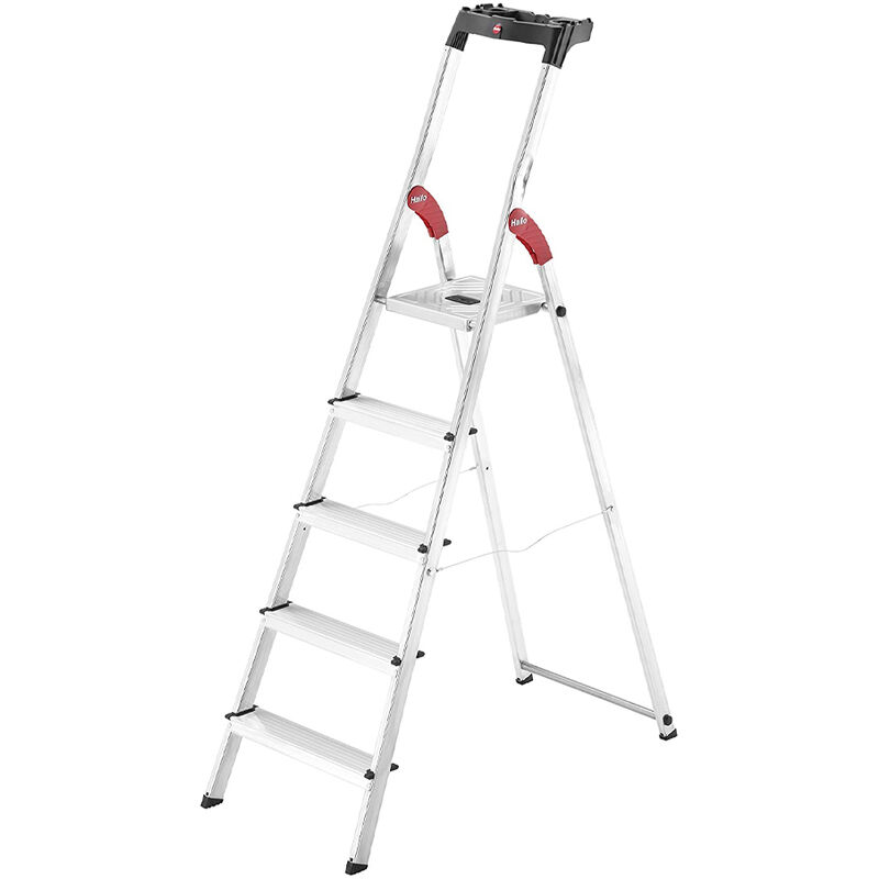 foto del prodotto scaletto alluminio a forbice 5 gradini l60 hailo altezza 168 cm