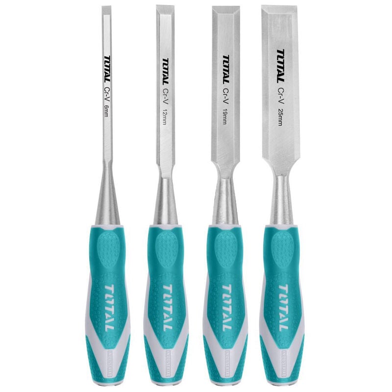 foto del prodotto scalpelli sgorbie per intaglio legno acciaio cr-v falegname 4pz total