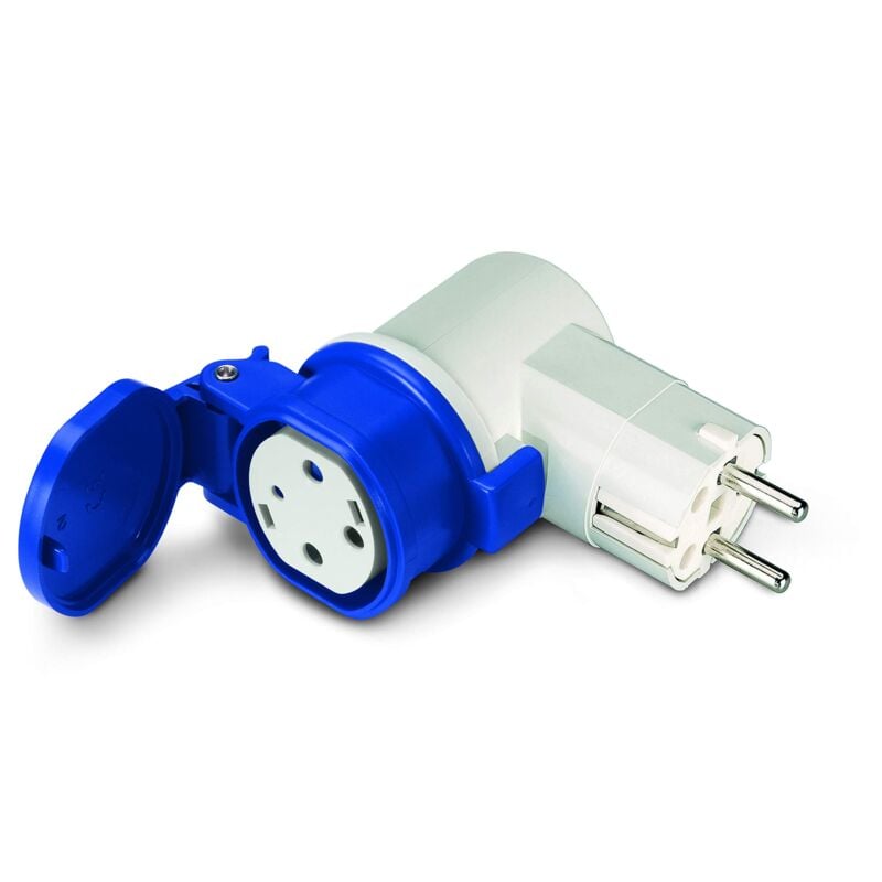 foto del prodotto scame 200.01624 adattatore per la ricarica di veicoli elettrici 2p t 250v 16a ip20 adattatore con spina angolata 16a presa tipo 3a spina