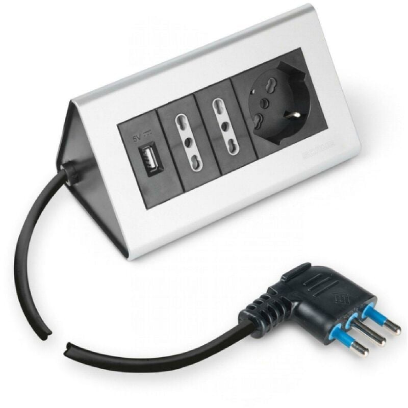 foto del prodotto scame multipresa da scrivania nera 16 a 2p t 16a d17 160.5016
