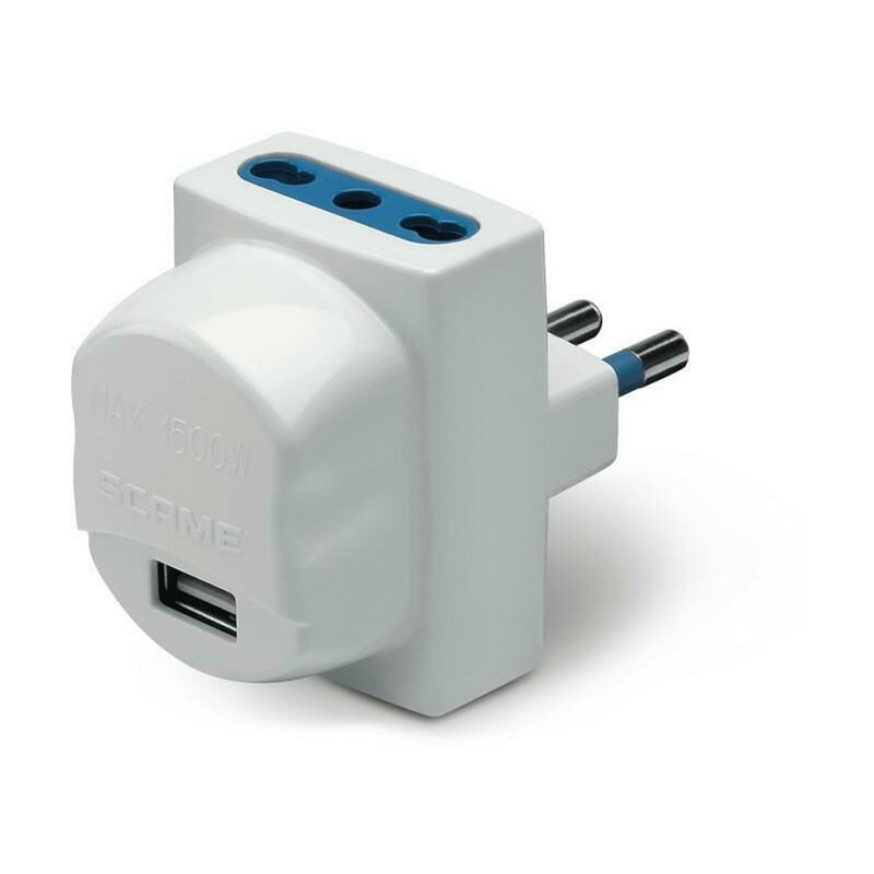 foto del prodotto scame presa multipla adattatore blueline usb 2 pr 2p t 16a bianco