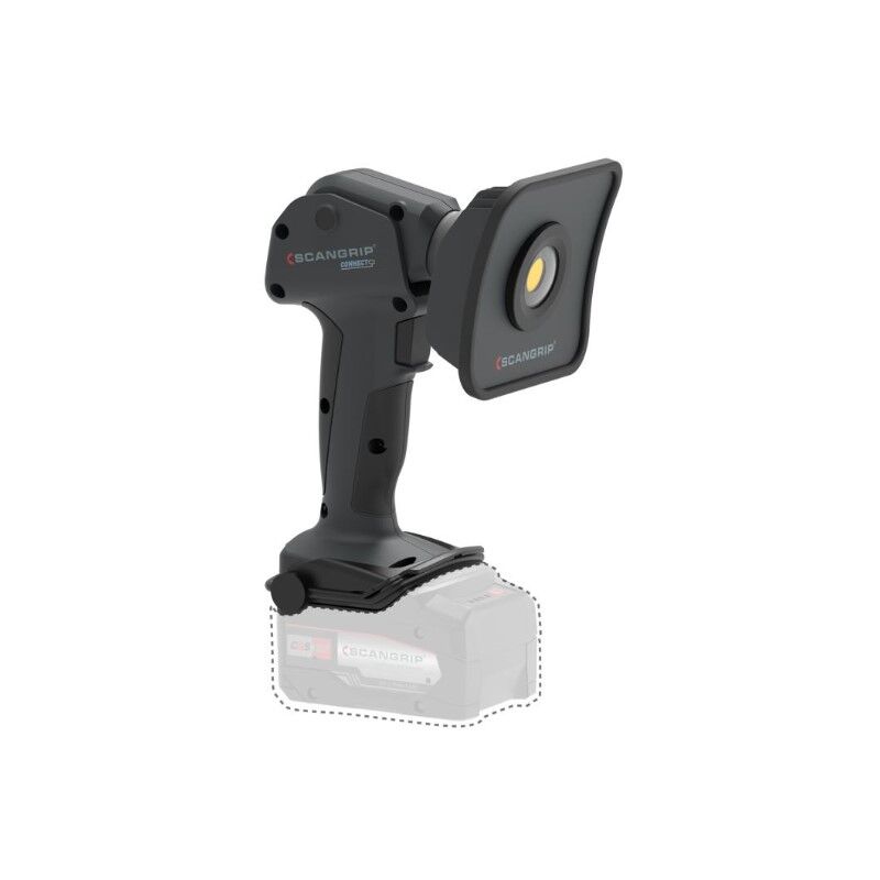 foto del prodotto scangrip multilight flood connect concetto flessibile di lampada da lavoro portatile con potente testata da 1500 lumen