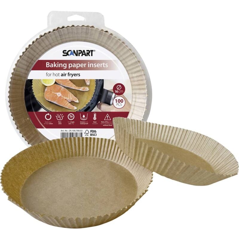 foto del prodotto scanpart 2910070002 carta per friggitrice ad aria calda 16 cm rotonda, 100 pz