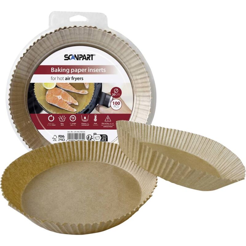 foto del prodotto scanpart 2910070003 carta per friggitrice ad aria calda 20 cm rotonda, 100 pz