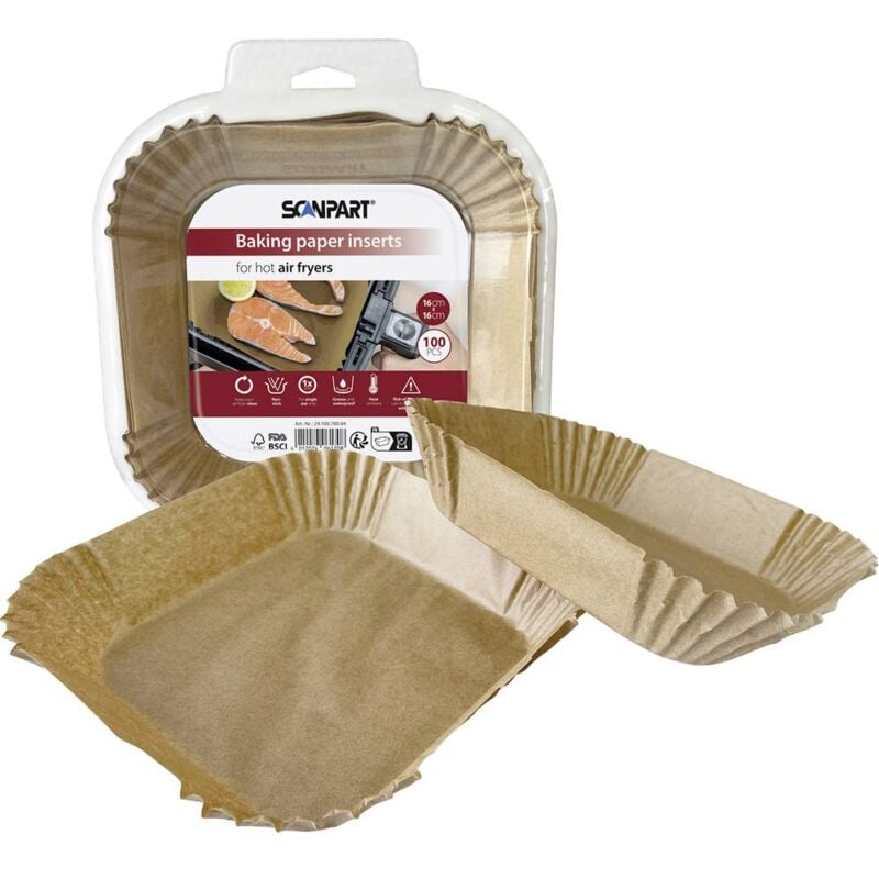 foto del prodotto scanpart 2910070004 carta per friggitrice ad aria calda 16x16 cm angolare, 100 pz