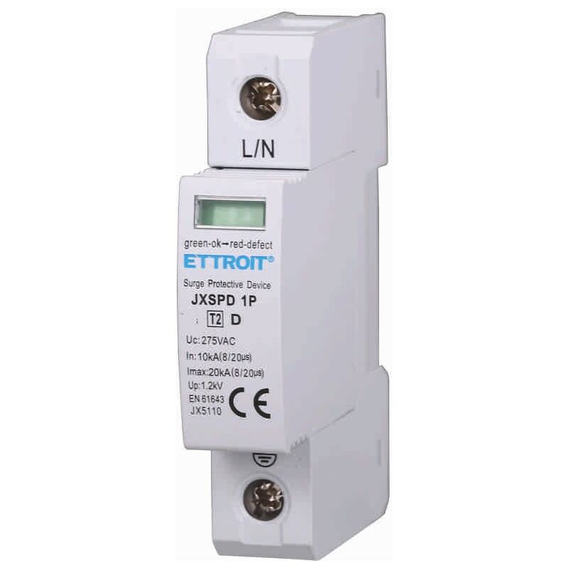 foto del prodotto scaricatore di sovratensione 1p, spd a limitazione, 1 modulo, 275vac, tipo t2, 10ka, 20ka - ettroit jx5110