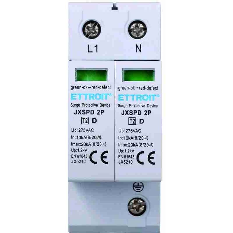 foto del prodotto scaricatore di sovratensione 220v t2 2p 275v 10ka occupa 2 moduli din